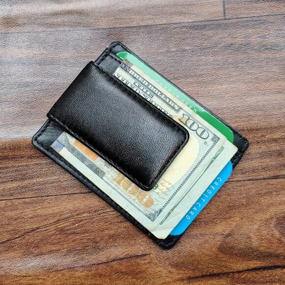 Leather Money Clip, Slim Card Holder, Super Strong Magnet Money Clip - Picture 4 of 6